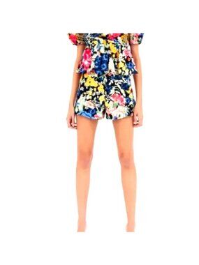 Zara TRF Collection Floral High-Waisted Shorts Mid-Length Cotton Blend Women's S